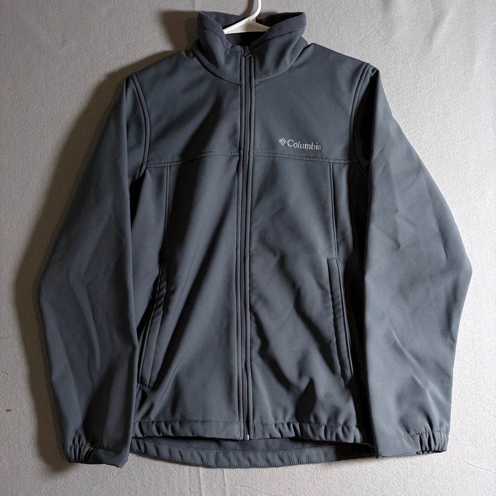 Columbia Mens Gray Softshell Fleece Lined Full Zip Jacket Small water resistant